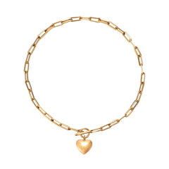 Link Chain Necklace with Heart Detail - Noble Art